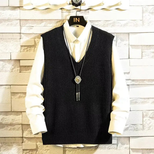 College Style V-Neck Loose Fashion Sweater